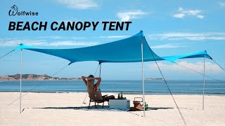 Wolfwise Shyshadow S10 Beach Canopy Tent, UPF50+ Sun Shelter, Familly Beach Shade