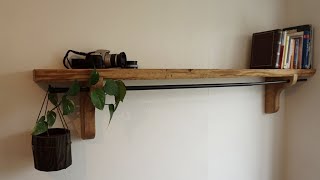 Reclaimed board turned into rustic shelf (one evening build)