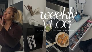 moving vlog ep 02: first week living alone, grocery shopping, organizing, target runs & more