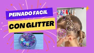 Peinado para niñas facil peinado para la escuela con glitter