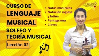 Curso de LENGUAJE MUSICAL, TEORIA Y SOLFEO - Lección 2 - Notas Musicales, Pentagrama, Clave de Sol