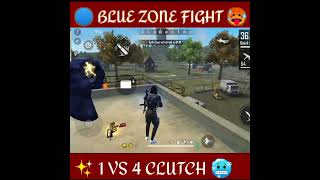 1 vs 4 clutch ⚡ in blue 🔵 zone 🥶|| Must watch full video 🔥 #shorts #youtubeshorts #freefire