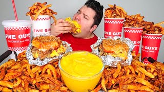 Five Guys With Cheese Sauce • MUKBANG