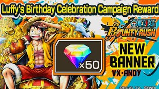 OPBR New EX Luffy Banner 50 Rainbow Diamonds Summon - One Piece Bounty Rush 2023 Showcase 4K HD