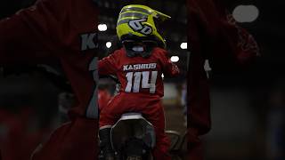 Cute little Motocross kid Racing indoor Arenacross