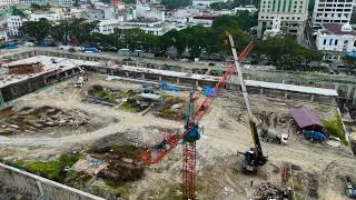 Melihat progress revitalisasi lapangan merdeka kota medan dengan drone, 18 Juli 2024