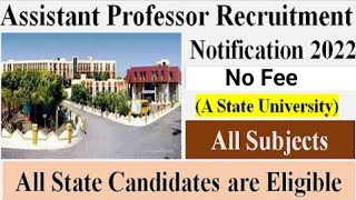 ASST PROFESSOR CONTRACTUAL RECRUITMENT IN GOVT UNIVERSITY 2022 I APPLY OFFLINE |NO APPLICATION FEE