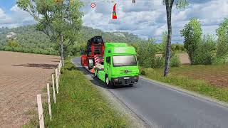 Euro Truck Simulator 2 | Đầu kéo mercedes chở xe Xe nâng gắp container vào đường nhỏ hẹp