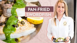 Pan-Fried Swordfish Served with Rocket and Lemon by Home Cooking with Julie Neville