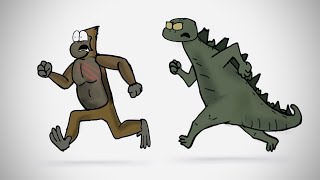 Godzilla and Monkey RUNNING animation…