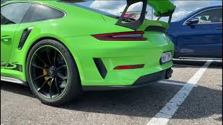 Porsche GT3 RS in lizard green with modified exhaust