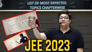 List of Most Imp Topics JEE|Last 05 Days Strategy|Sachin Sir Motivation| PhysicsWallah|IIT JEE 2023