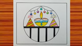 Diwali Drawing / Diwali Drawing Easy / Diwali Poster / How to Draw Diwali / Beautiful Diwali Poster