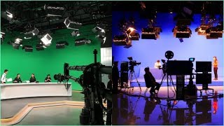 virtual studio background set lighting for tv live news - green screen vs blue screen