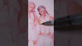 Watercolor Fashion Illustration Speedpaint #sketchbookdrawing #watercolordrawing