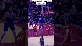 Timberwolves Vs Cavs: Anthony Edwards dunks on Jarrett Allen #nba #shorts #highlights