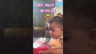 Watch 11-month-old BABY GIRL expression change after she gets a Happy Meal #baby #funnybabyclips