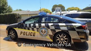 SA Police Holden Commodores and SAAS Mercedes-Benz ambulance at incident scene