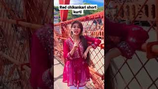 red chikankari short kurti haul meesho chikankari kurti styling meesho haul kurti styling ♥️