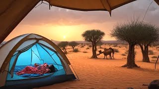 Rain Thunder and lightning in Desert | Rain on Tent