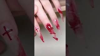 BLOODY Red Nail Design #red #nails #nailart #naildesign #nailextenstion #nailpolish #shorts