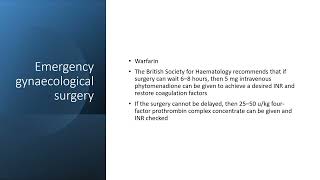 Perioperative management of oral Anticoagulant TOG summary