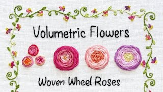 How to Embroider Woven Wheel Roses 🌹 Embroidery Tutorial | Volumetric Flowers Sampler Page | Part 2