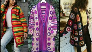 Amazing + Beautiful pattern design of crochet long Cardigan / quotes / UK - US Top Demanding fashion