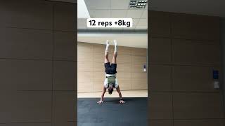 12 reps +8kg #handstand #pushups #training #gym #shortvideo #gymlife #gymexercise #abs #gymshark