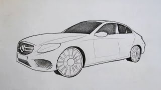 How to draw Mercedes Benz car step by step | Easy drawing tutorial | Mercedes Drawing