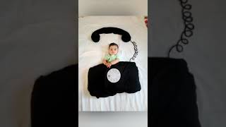 Baby photoshoot idea at home|monthly photoshoot idea|Telephone theme baby photoshoot|#babyphotoshoot