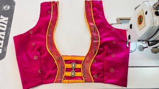 paithani blouse designs |patchwork blouse design cutting and stitching|kathapder saree blouse design