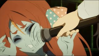 Kotaro Tatsumi shoves his mic in zombies face (Zombieland Saga : Revenge Funny moment)