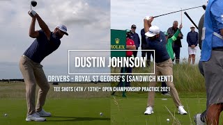 Dustin Johnson Golf Swing Drivers (DTL & front views) at Royal St George's (Sandwich) July, 2021.