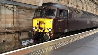 class 57 train arrival into Edinburgh Waverley