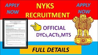 NYKS RECUITMENT 2019 | DYCs,ACTs,MTS | APPLY NOW | SARKARI CHAKRI | JOB VACANCY