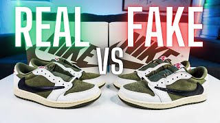 ⚠️REAL vs FAKE (REPLICA,UA) JORDAN 1 LOW TRAVIS SCOTT MEDIUM OLIVE ⚠️ APRENDE A DISTINGUIRLAS