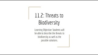 11.2 Threats to Biodiversity