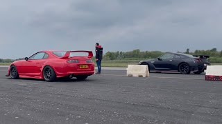 BIG TURBO SUPRA VS ￼R35 NISSAN GTR ** JM RACE WARS EVENT 2 **