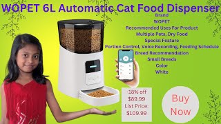 Best Automatic Cat & Dog Feeder. WOPET 6L Automatic Cat Food Dispenser