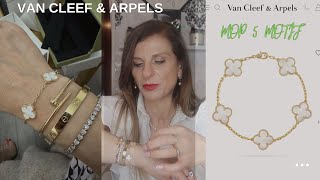 VAN CLEEF & ARPELS YELLOW GOLD MOTHER OF PEARL VINTAGE ALHAMBRA 5 MOTIF BRACELET REVIEW