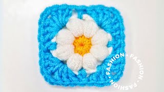 Daisy Puff Square: Tutorial + Pattern + Diagram