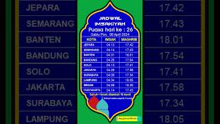 Jadwal Imsakiyah 2024, Puasa Hari Ke 26 #puasaramadhan #jadwalimsak #jadwalsalat