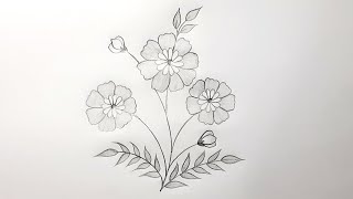 Flower Drawing | Simple Embroidery Design | Flower Drawing step by step 3