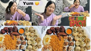 MUKBANGVIDEO🤷🏼‍♀️!!   SPICY CHICKEN 🍗PANI PURI😋Beef MOMOS🥟🥟SPICY NOODLES🍝MUKBANG@lazungbhutia1919