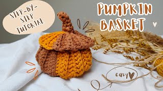 How to Crochet a Pumpkin Basket with Lid: Step-by-Step Tutorial | Crochet project for begginers