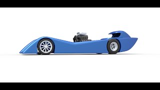 3D printable Front engine old school dragster with shell Version 6 Scale 1:25 3D model view