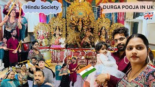 DURGA POOJA IN UK 🇬🇧 2024 || GARBA NIGHT || HINDU SOCIETY || INDIAN 🇮🇳