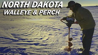 Ice Fishing Walleye and Perch in North Dakota! Personal Best Walleye!