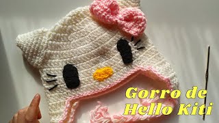 Como hacer un gorro de HELLO KITI en crochet principiantes, vende muchos!!